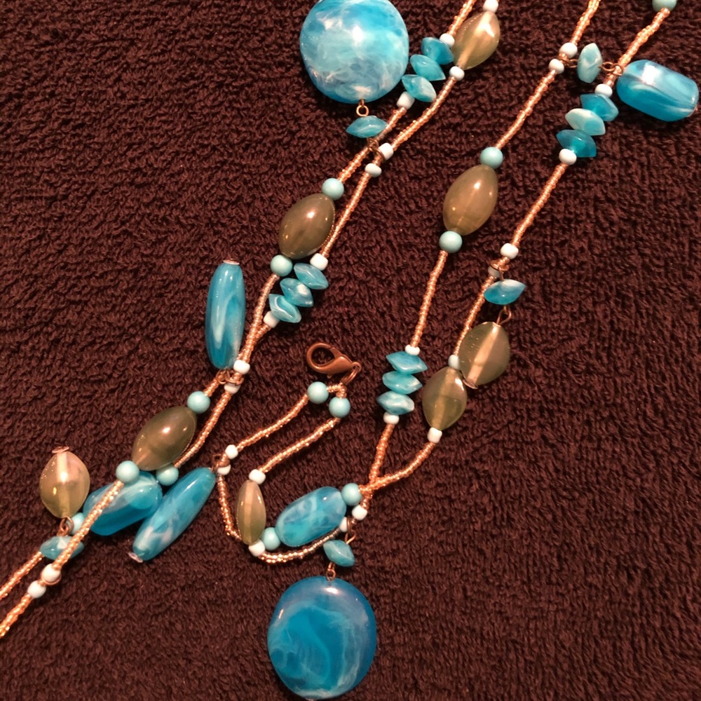 Turquoise necklace/ bathing suit necklace